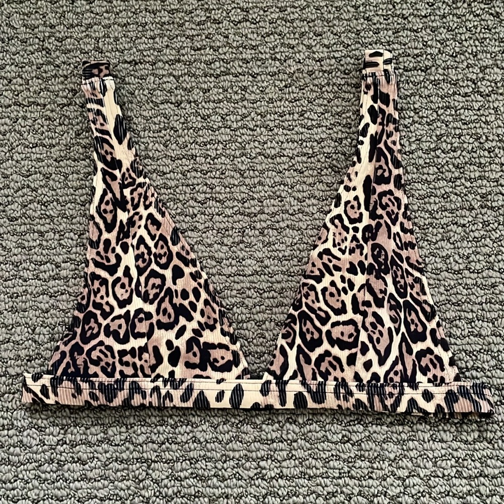 NEW WOT ASOS Leopard Print Triangle Bikini Top - Picture 3 of 4
